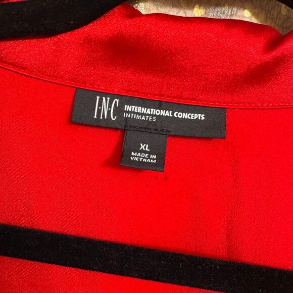 INC International Concepts Lipstick Red Satin Silky Pajama Set XL - Picture 3 of 9